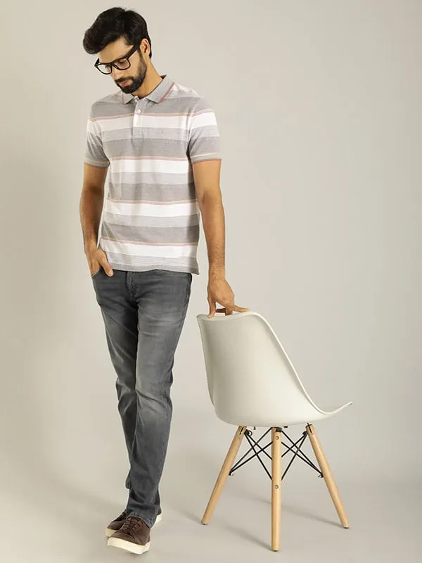 Men Striped Polo T-Shirt