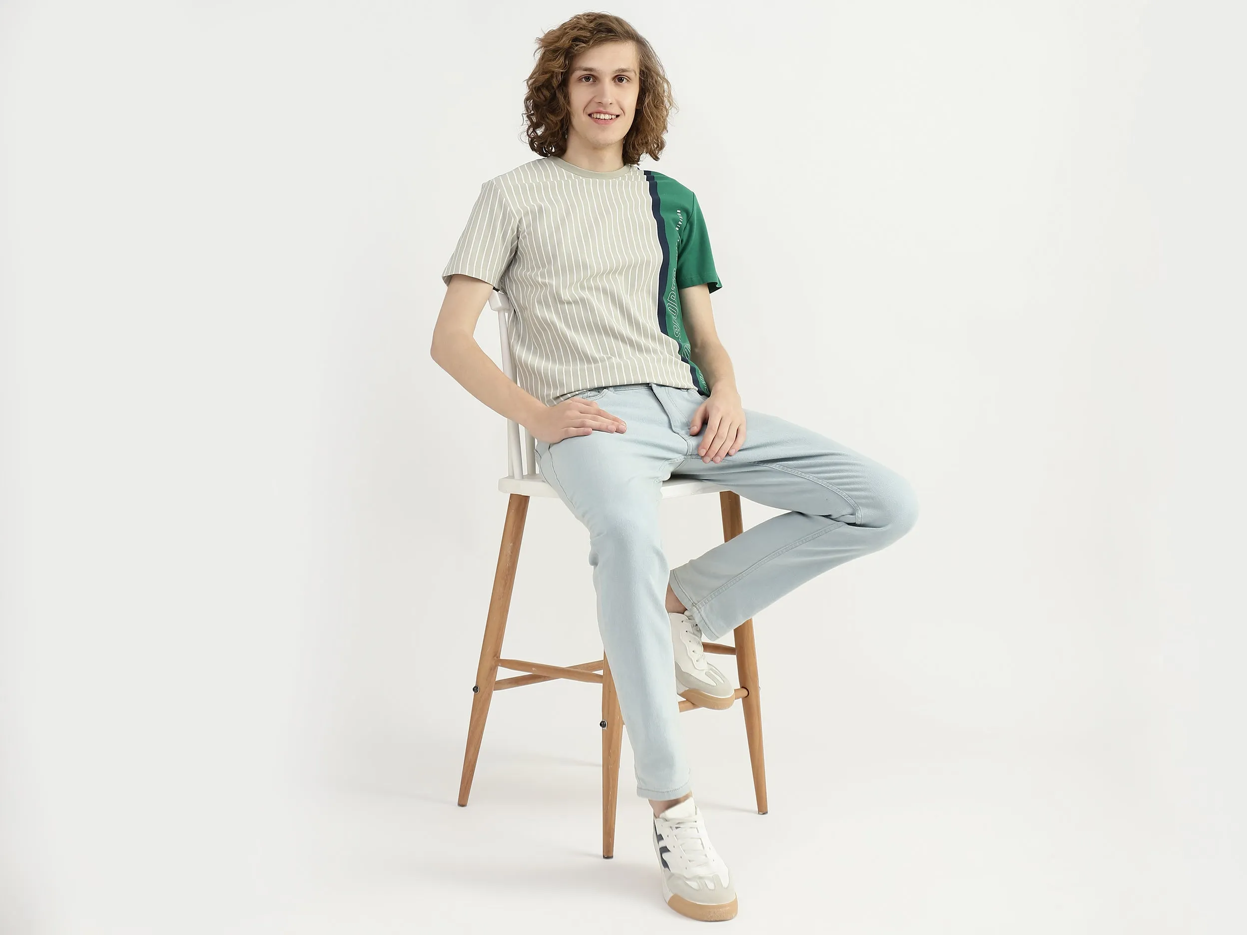 Men Striped Round Neck T-shirt