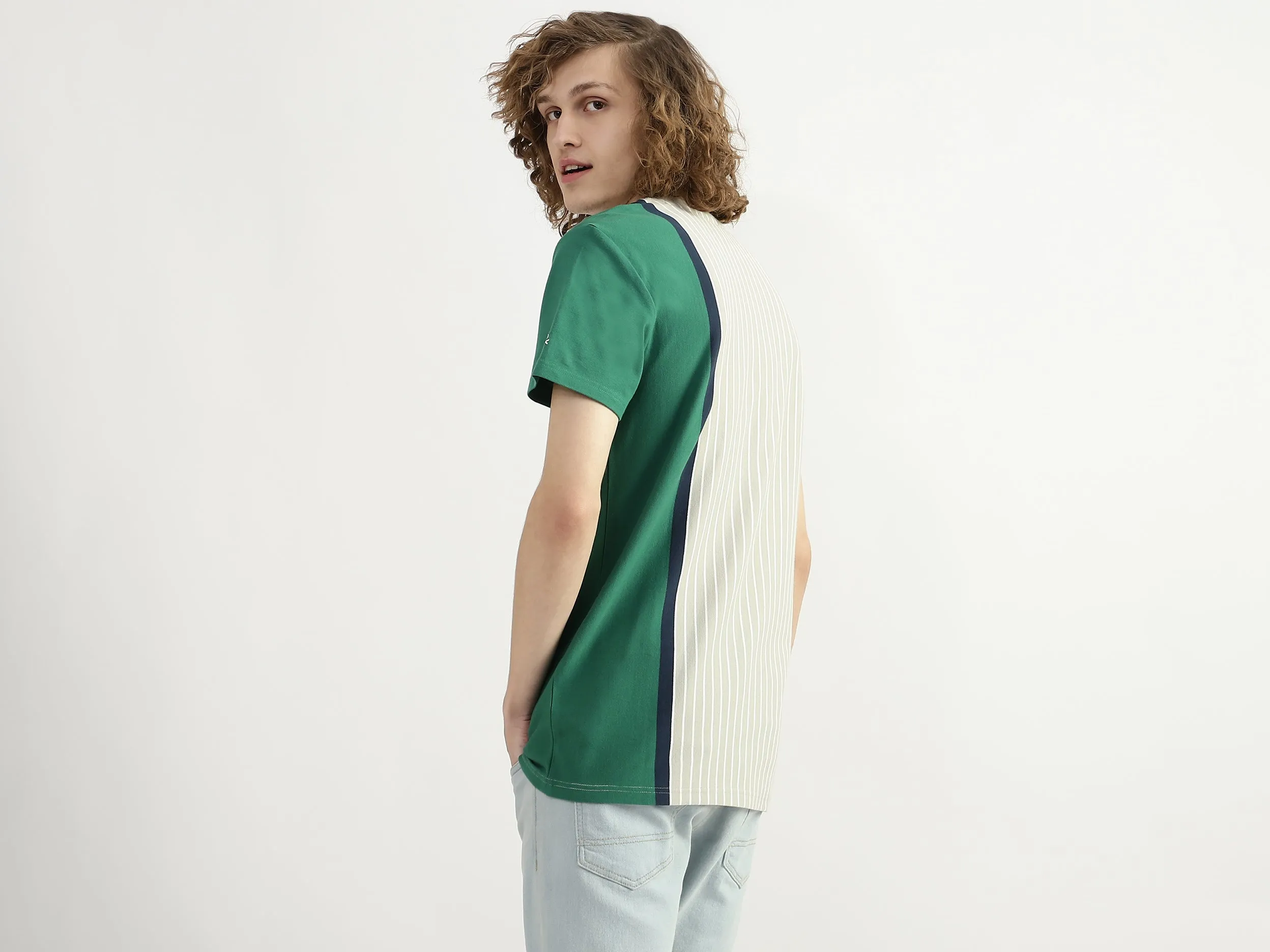 Men Striped Round Neck T-shirt