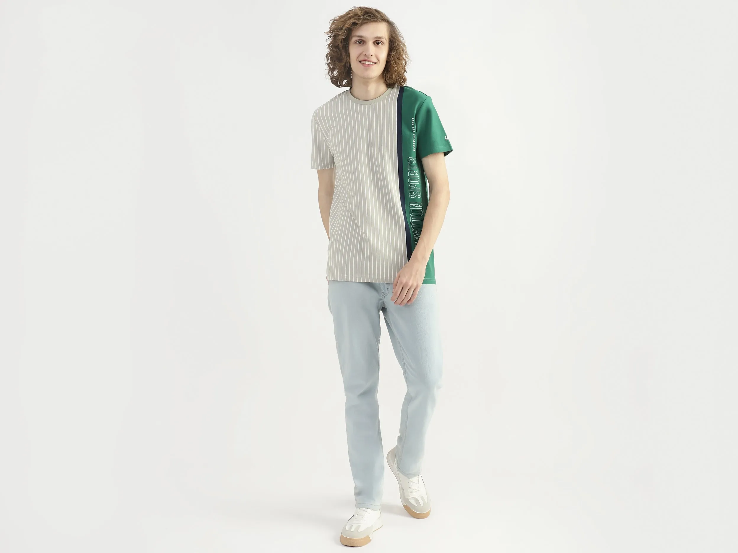 Men Striped Round Neck T-shirt