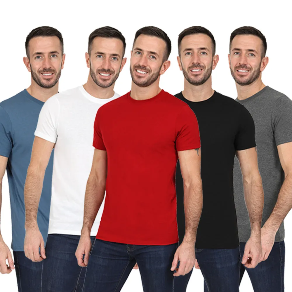 Men's 5 Pack Crew Neck Plain T-Shirt - Multi