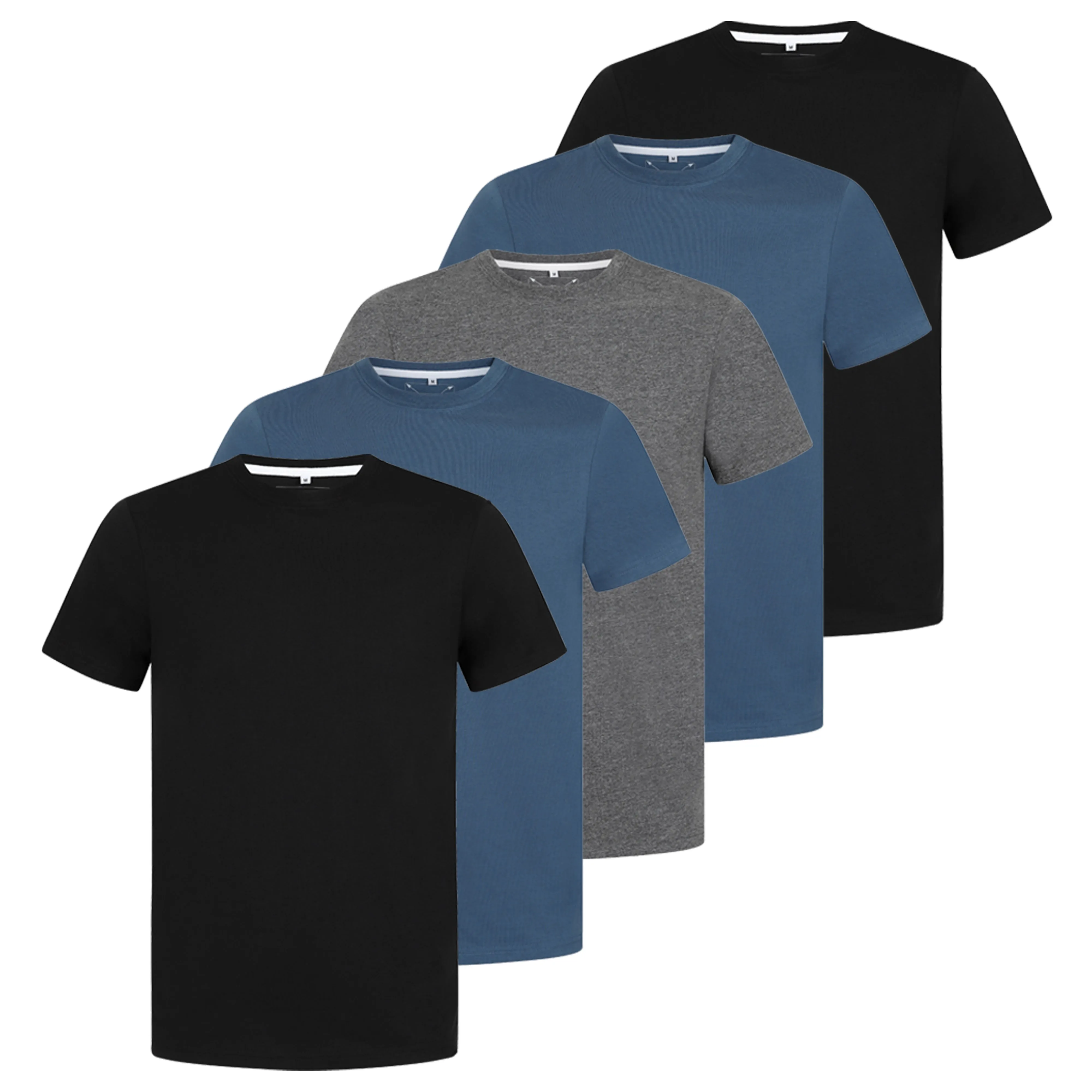 Men's 5 Pack Crew Neck Plain T-Shirt - White