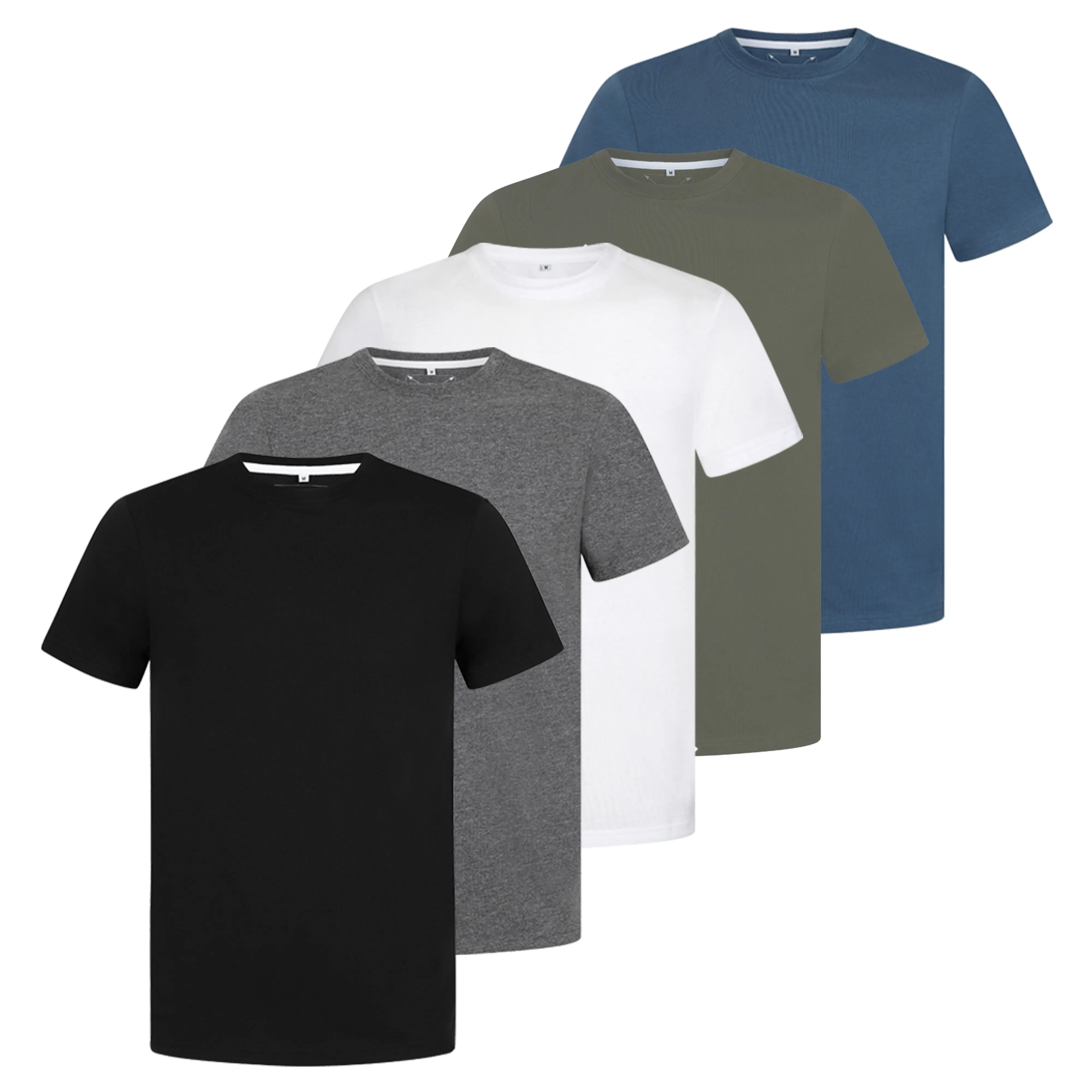 Men's 5 Pack Crew Neck Plain T-Shirt - White