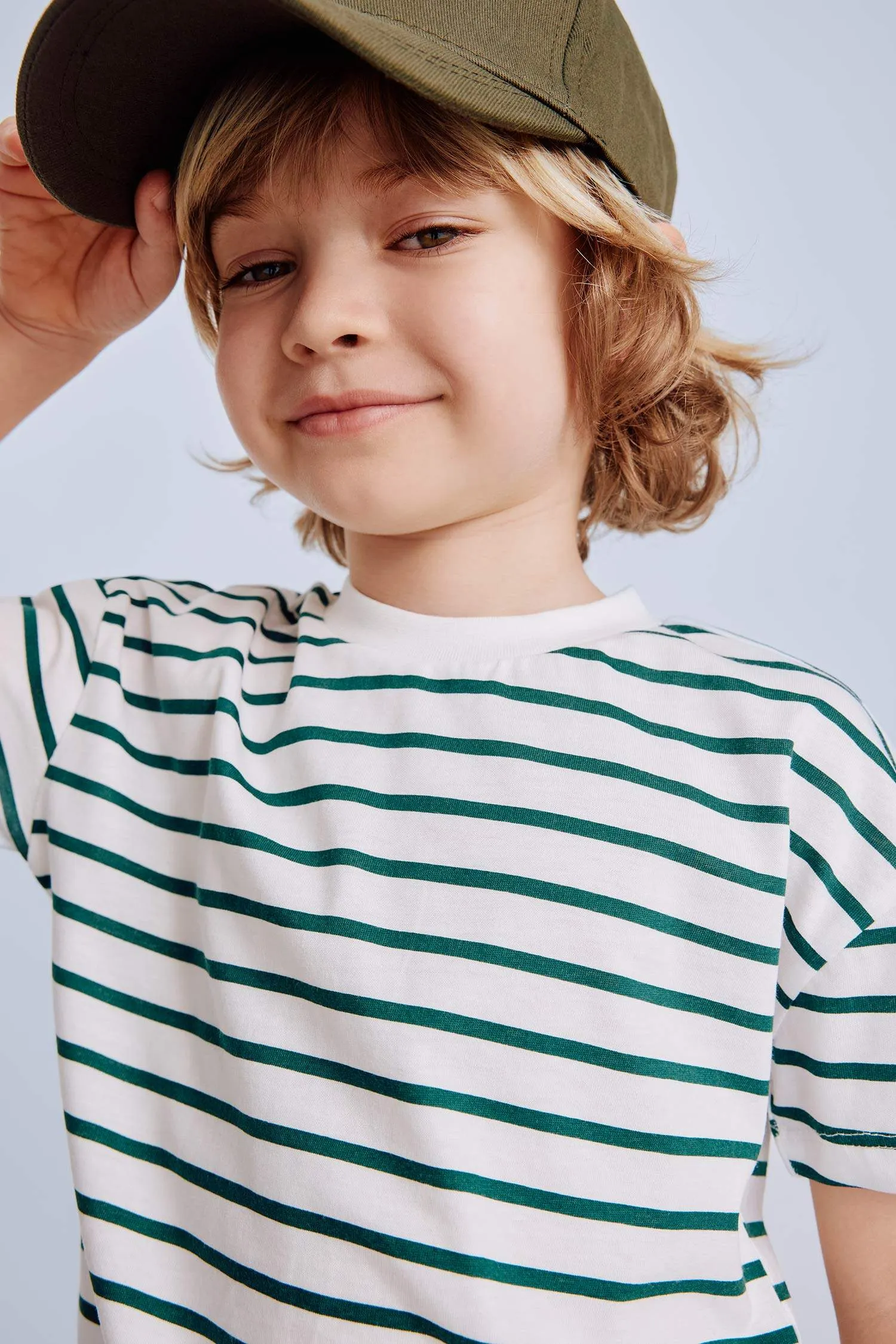 Men's Baby Bike Collar Striped Short Sleeve T-Shirt