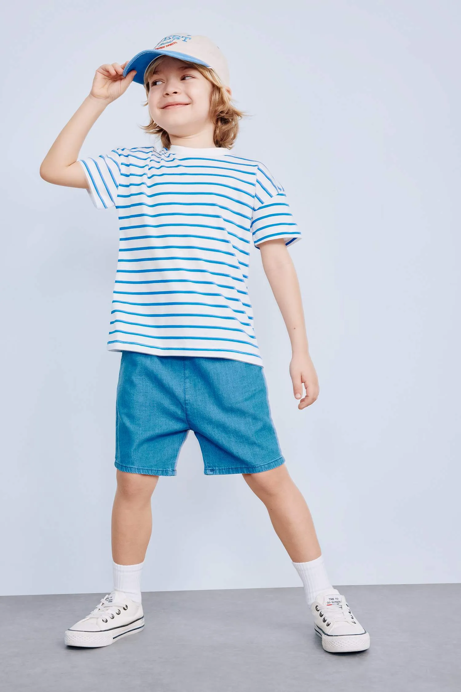 Men's Baby Bike Collar Striped Short Sleeve T-Shirt