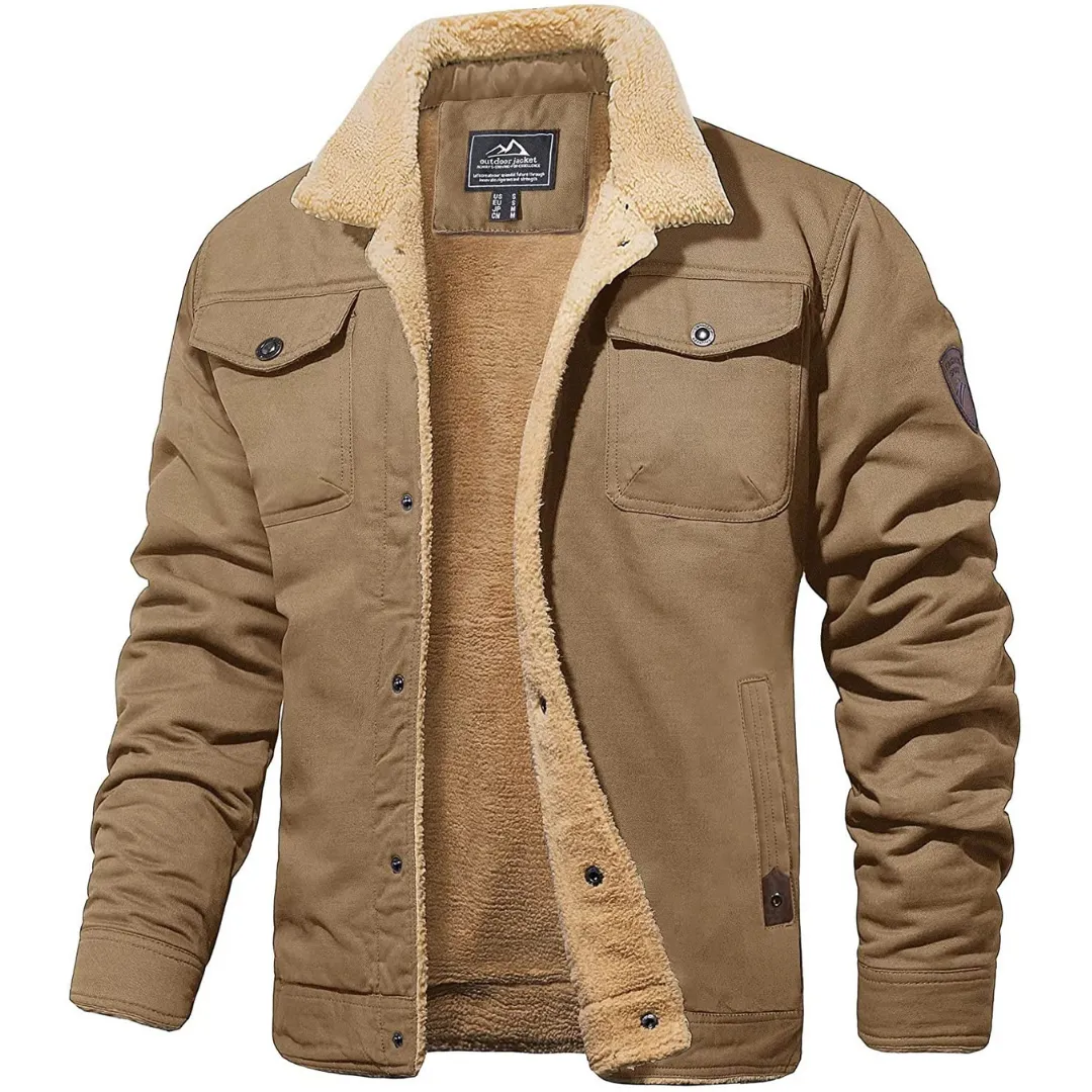 Men's Casual Winter Warm Button Down Jacket | Front Pocket