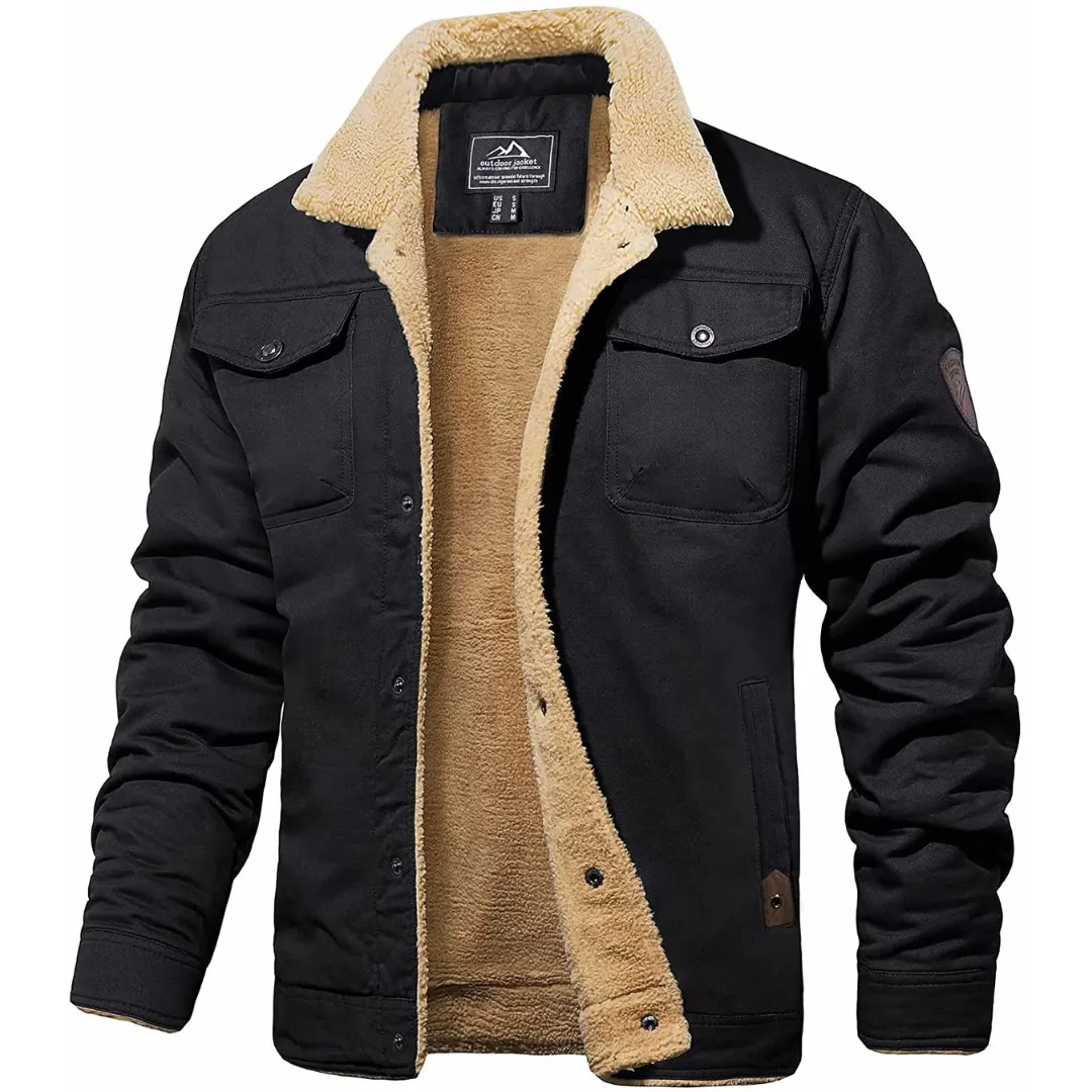 Men's Casual Winter Warm Button Down Jacket | Front Pocket