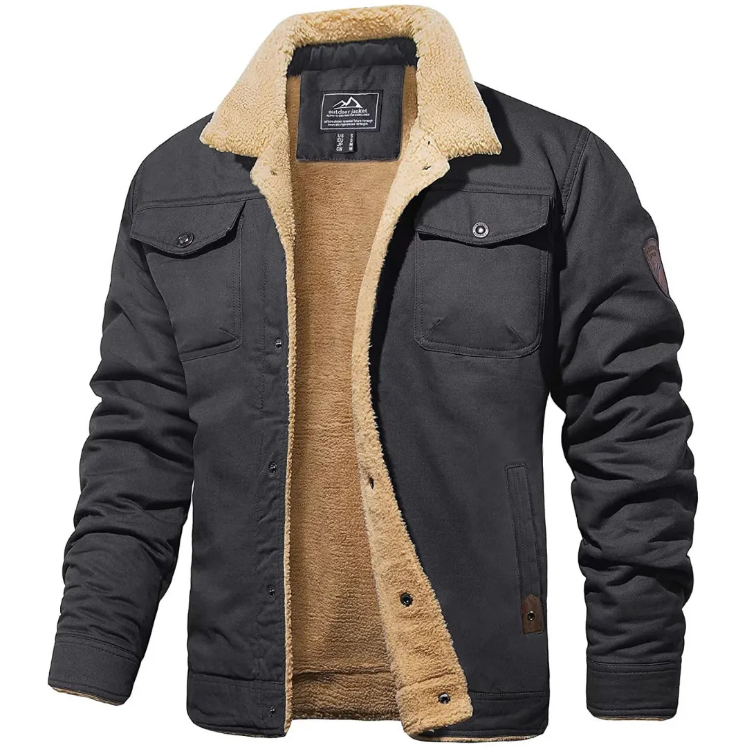 Men's Casual Winter Warm Button Down Jacket | Front Pocket