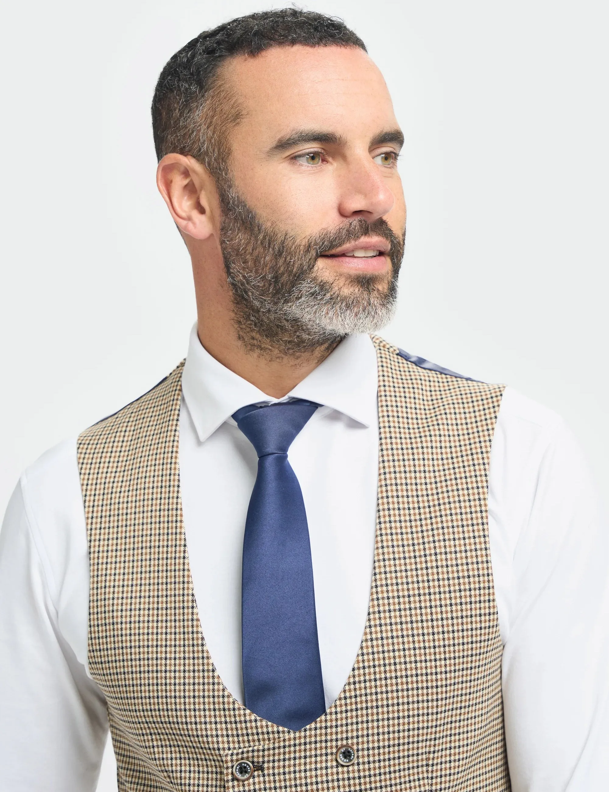 MENS ELWOOD HOUNDSTOOTH TAN THREE PIECE SUIT
