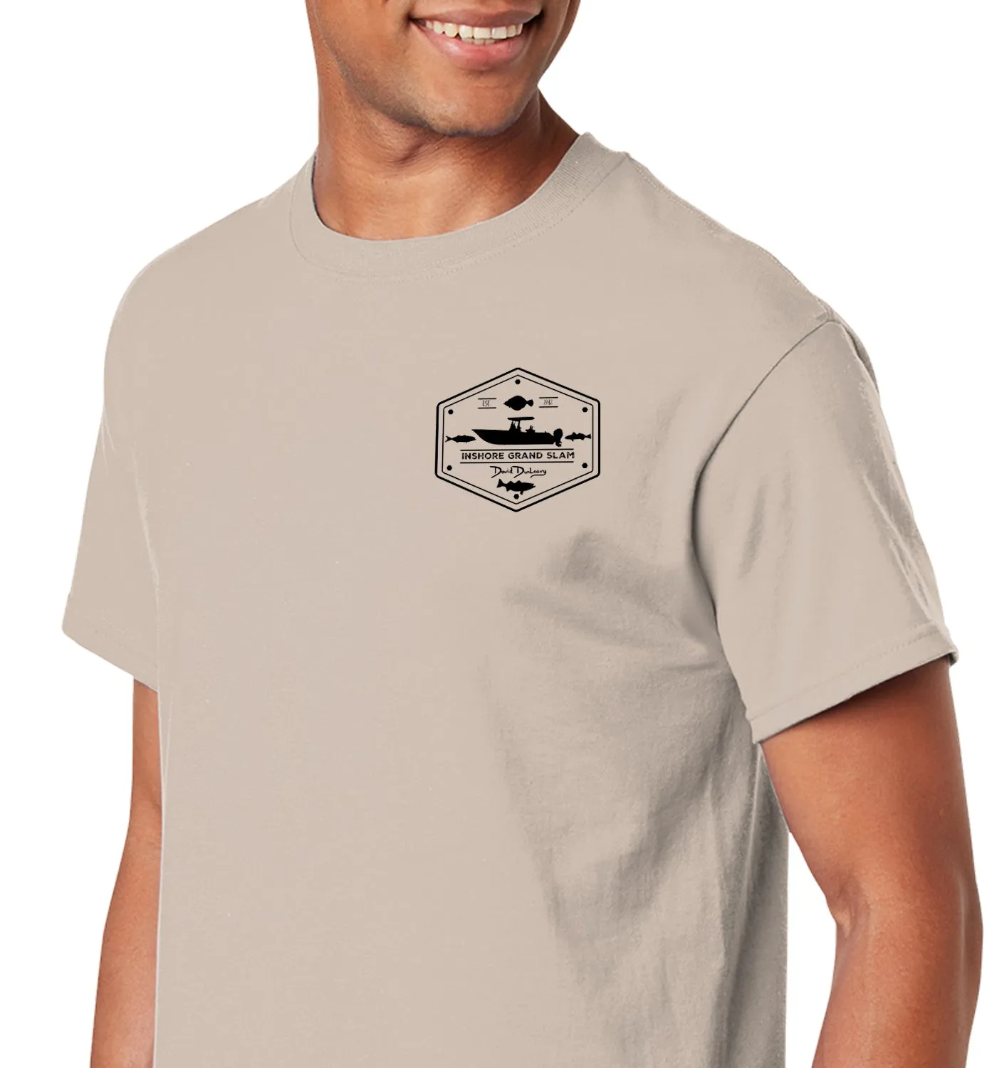 Men's Inshore Grand Slam Short Sleeve Sand Cotton T-Shirt