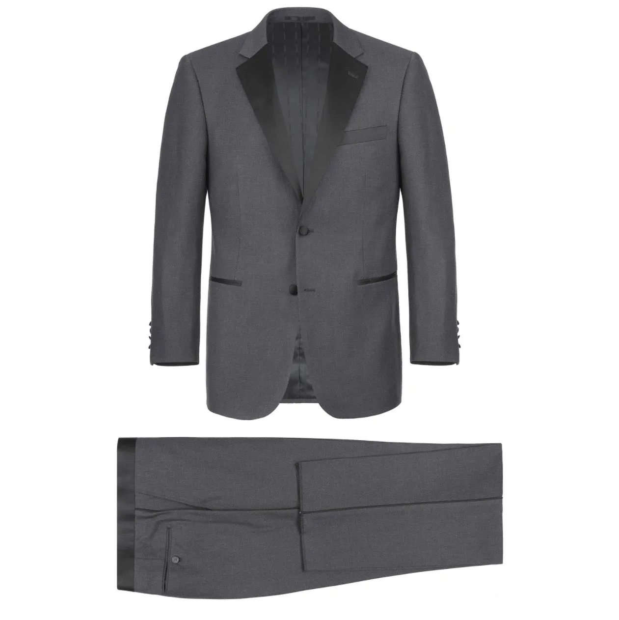 Men's Renoir Two Piece Gray Pipping Tuxedo Slim Fit
