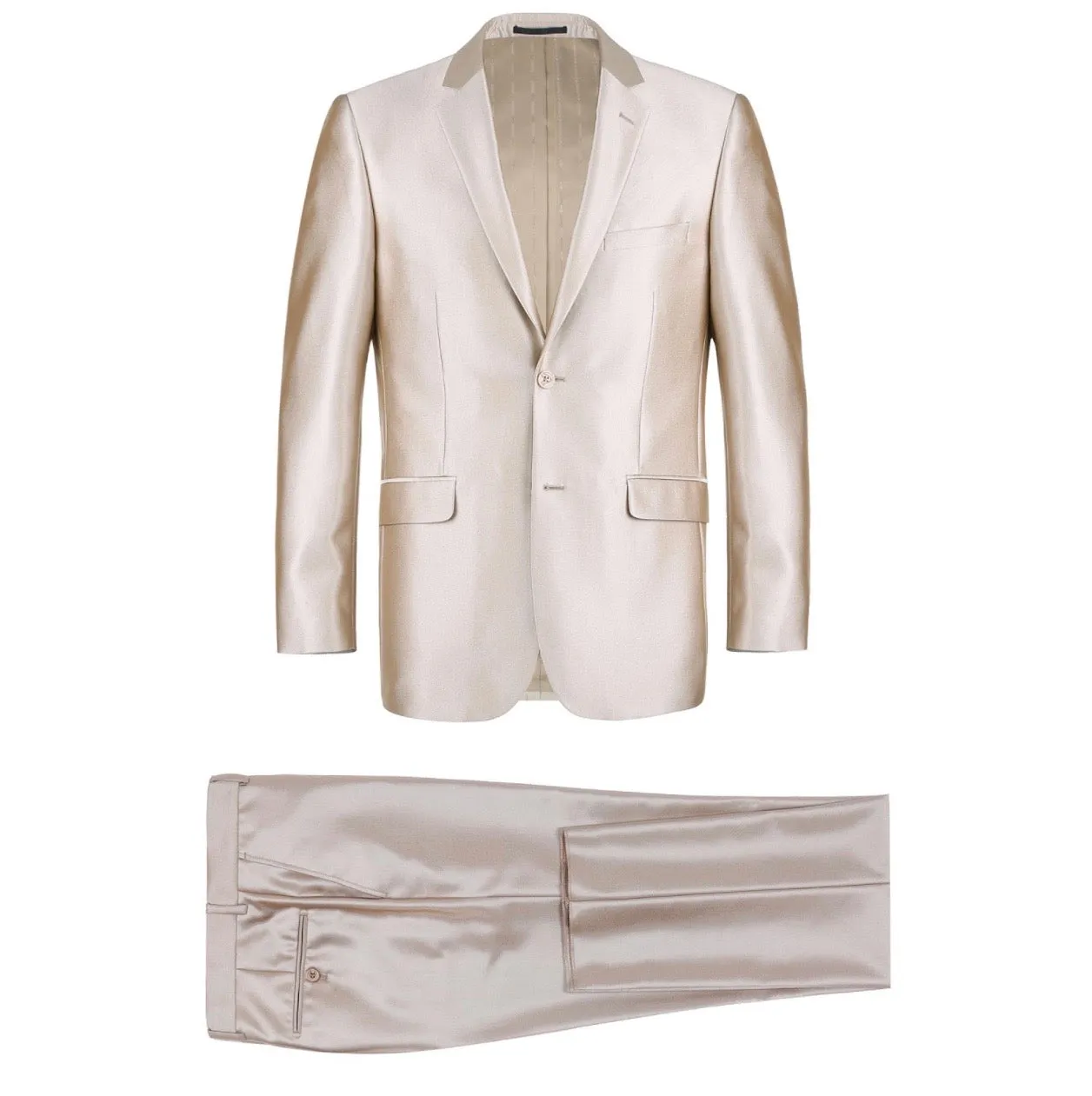 Men's Renoir Two Piece Shiny Champagne Slim Fit Suit