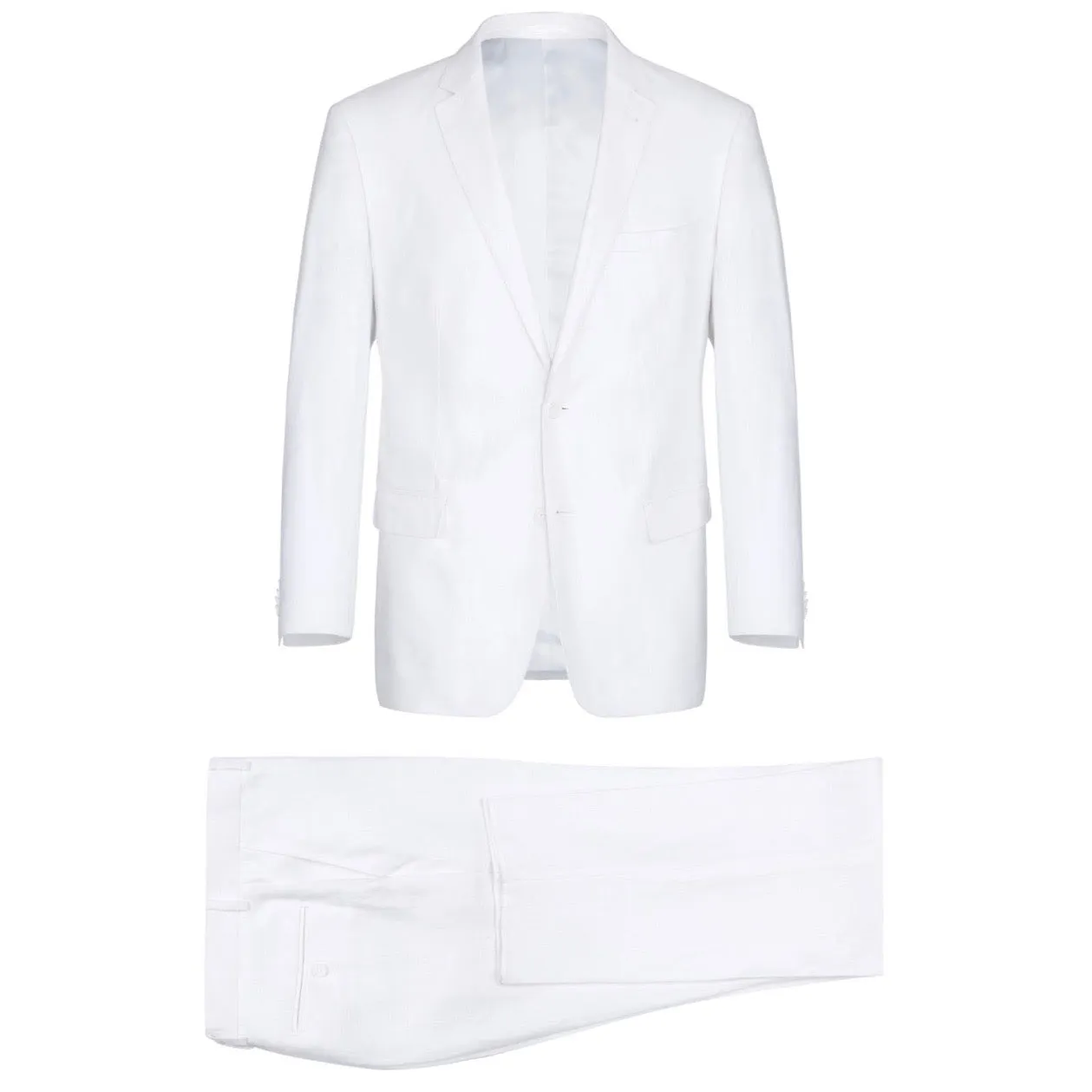 Men's Renoir Two Piece White Linen Suit Classic Fit