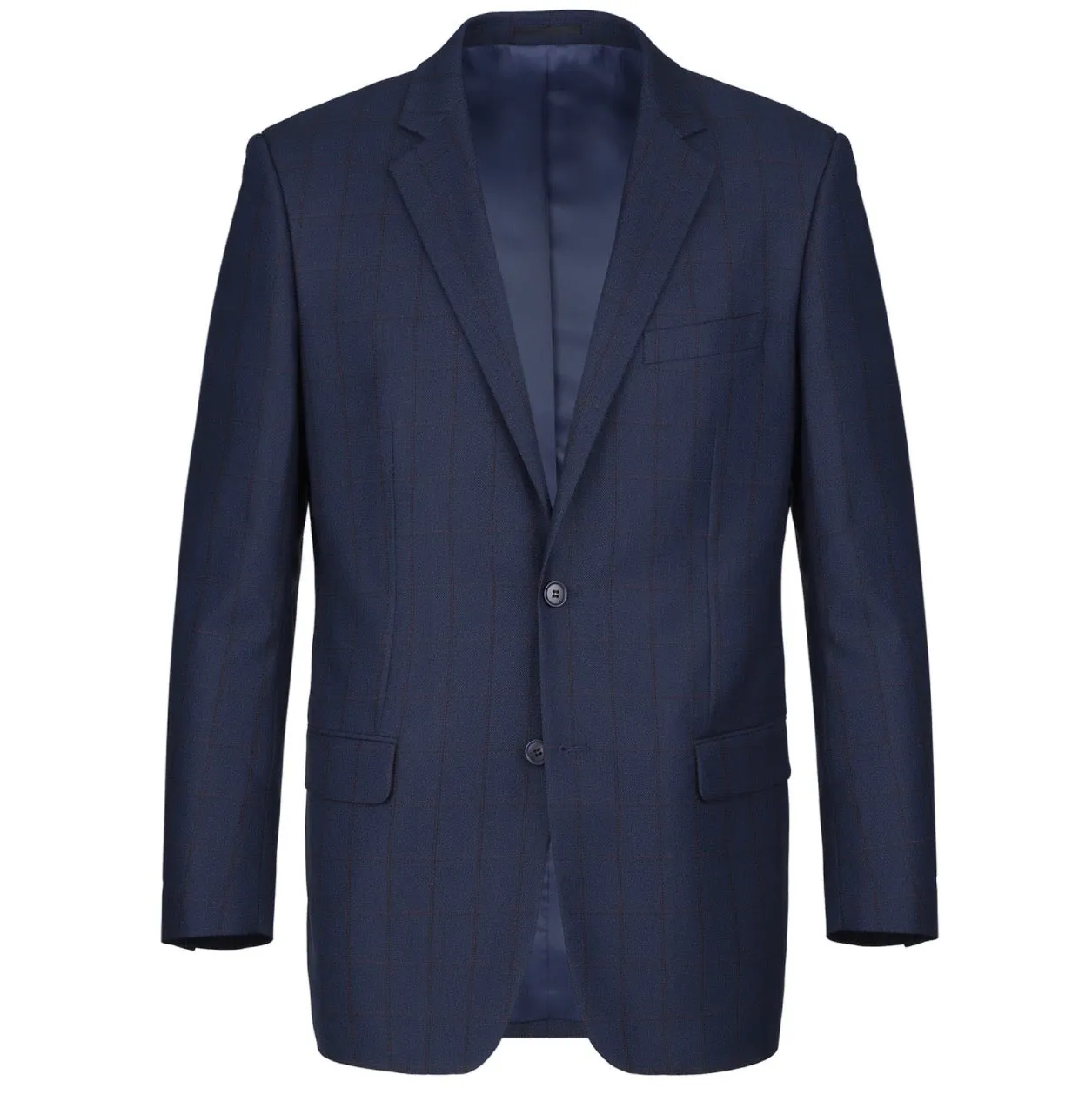 Men's Renoir Two Piece Windowpane Dark Navy Classic Fit Suit