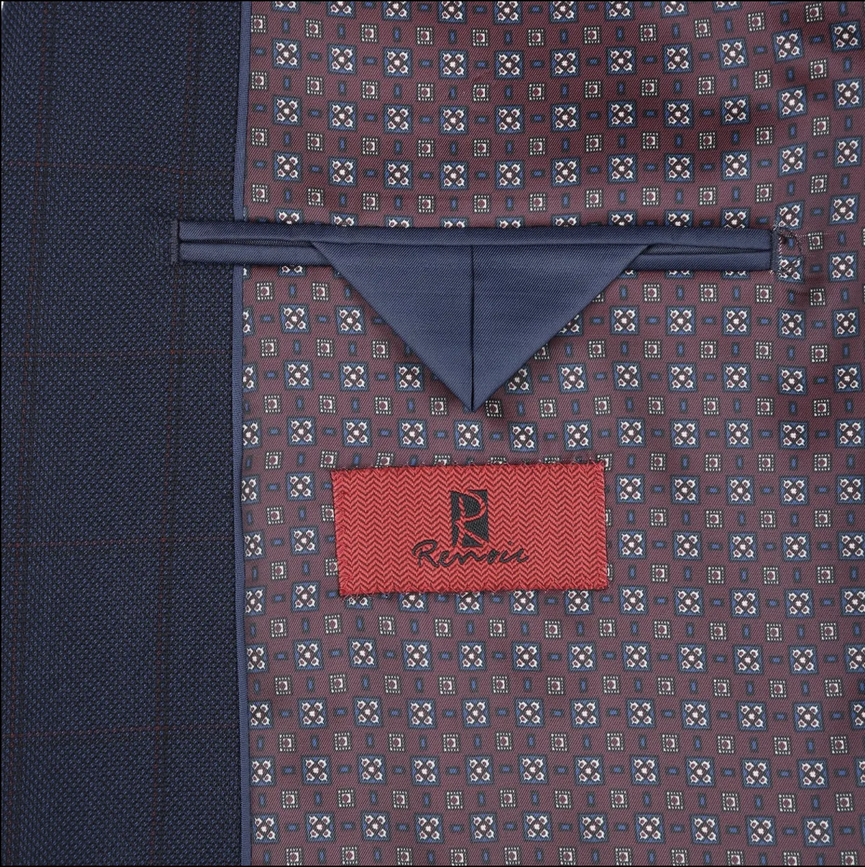 Men's Renoir Two Piece Windowpane Dark Navy Classic Fit Suit