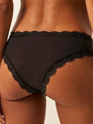 Mesh Brazilian Knicker  - Black Sparkle Lace