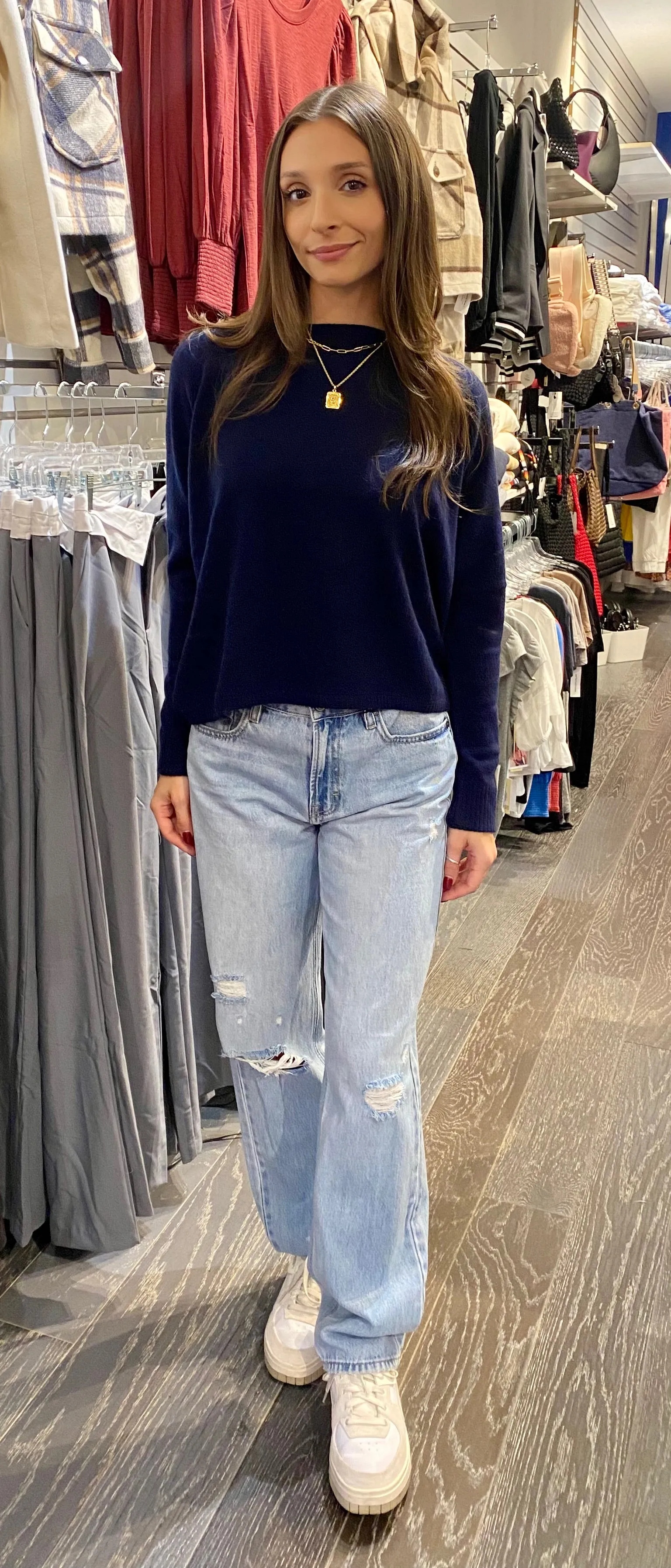 Minnie Rose Cashmere Boyfriend Sweater
