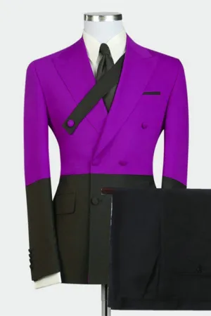Modern Purple Double Breasted Peaked Lapel Men Suits Online