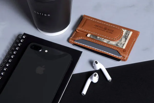 MONEY CLIP CARD HOLDER, TAN
