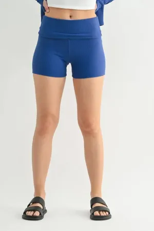 MONO B Ribbed Foldover Waist Shorts