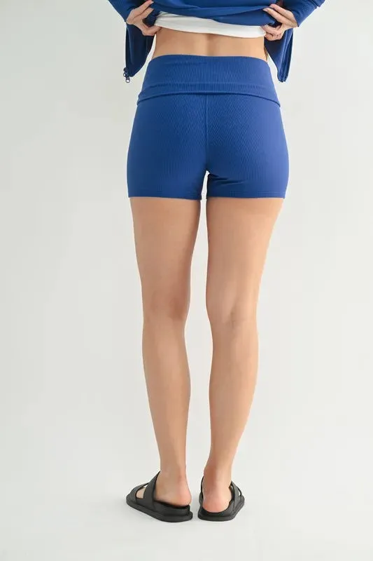 MONO B Ribbed Foldover Waist Shorts