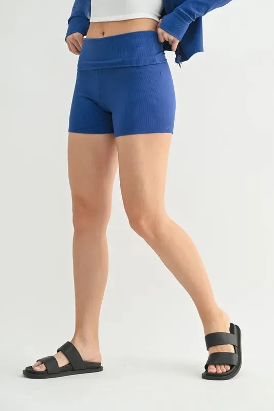 MONO B Ribbed Foldover Waist Shorts