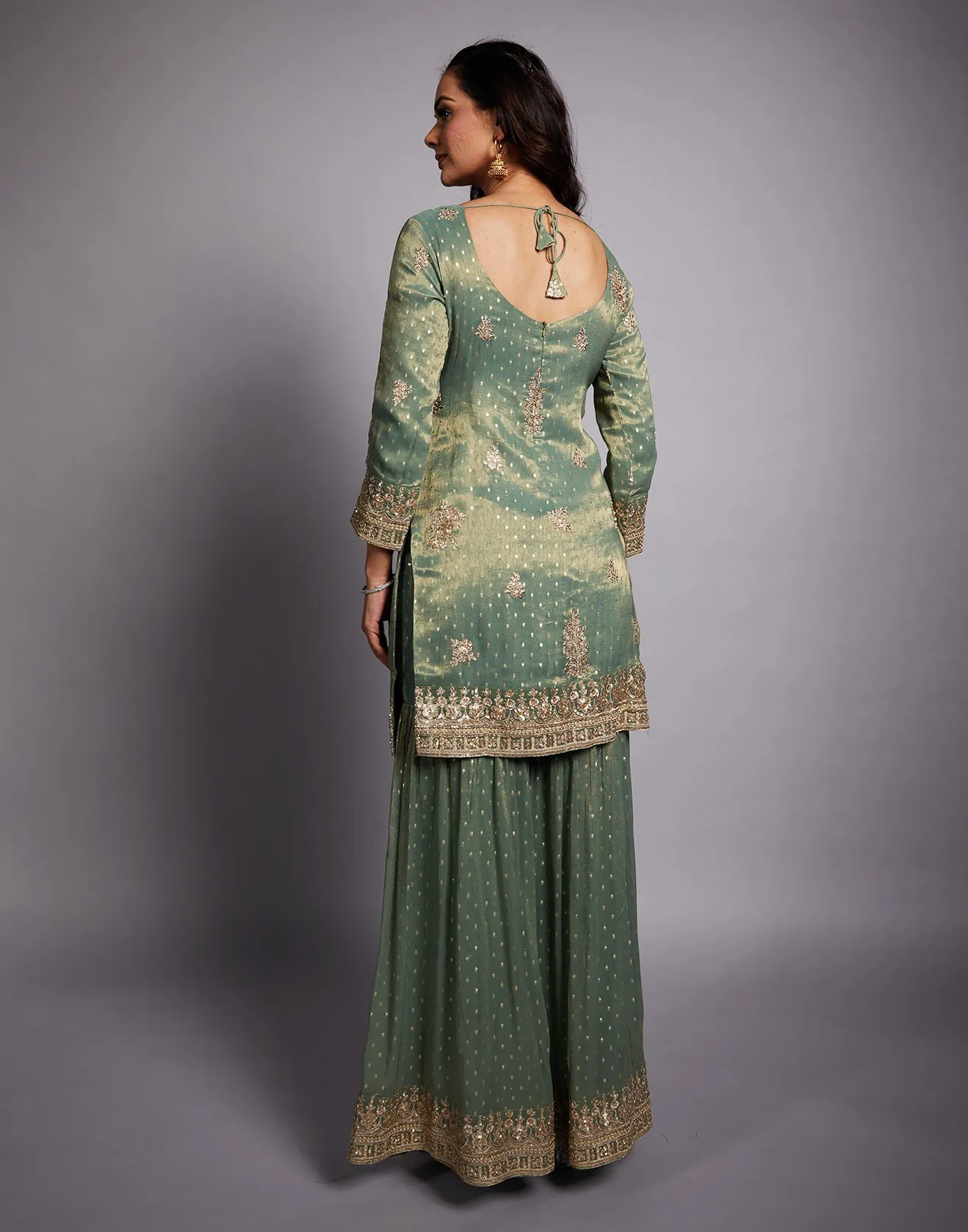 Moss Green Zardosi Embroidered Festive Set