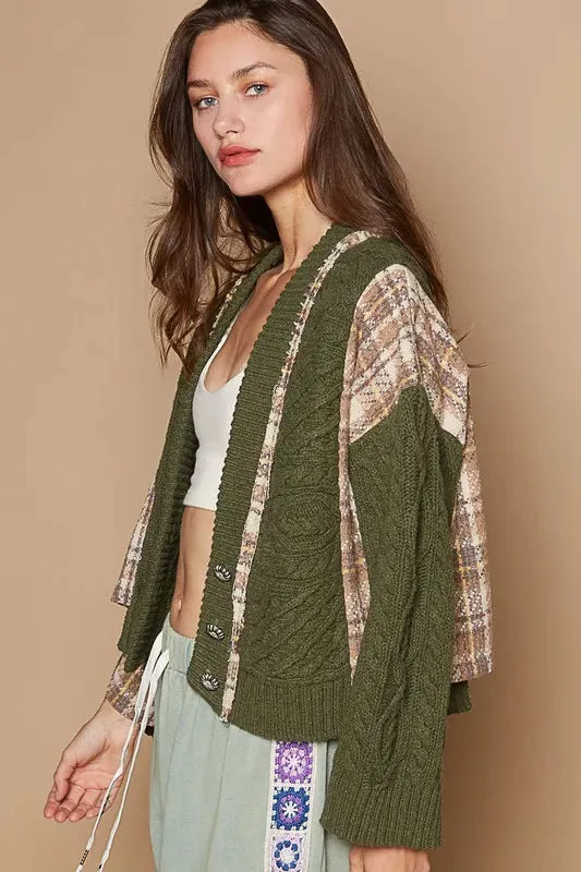 Moss V-Neck Button Up Cardigan