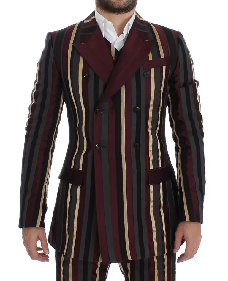 Multicolor Striped Runway 3 Piece Slim Fit Suit