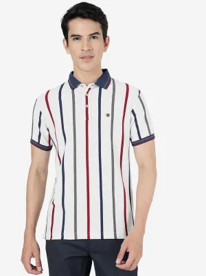Multicolor Striped Slim Fit Polo T-Shirt | JadeBlue