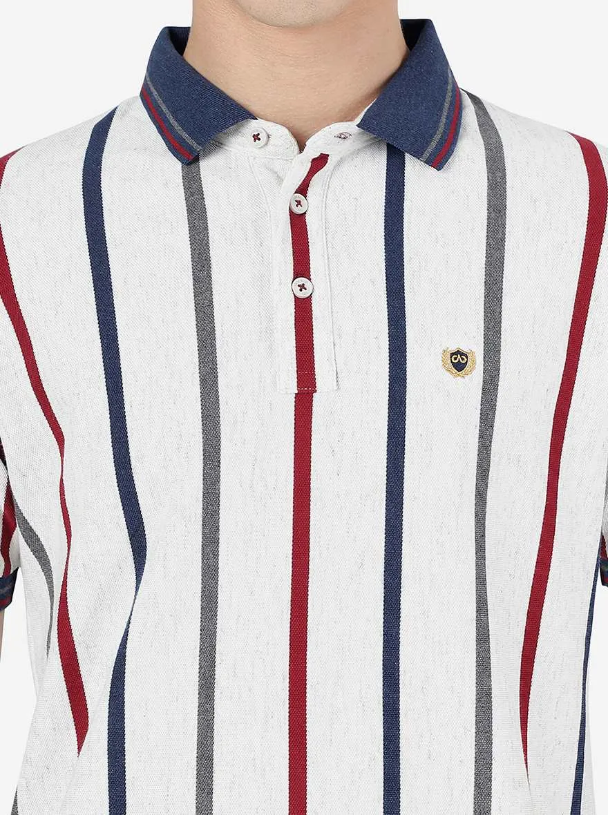 Multicolor Striped Slim Fit Polo T-Shirt | JadeBlue