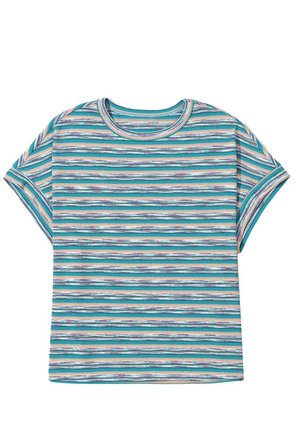 Multicolour Striped Wide Sleeve Loose T Shirt
