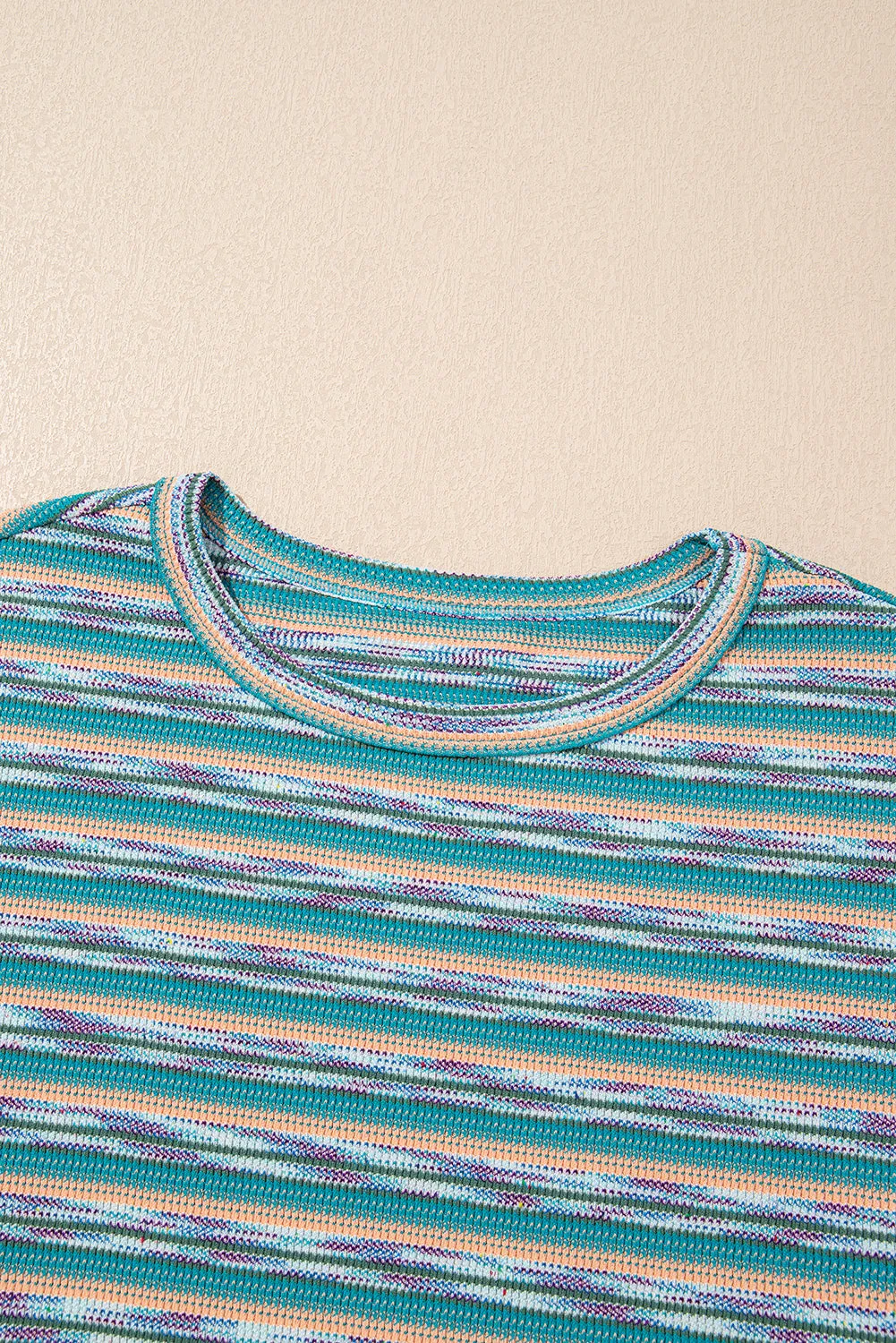 Multicolour Striped Wide Sleeve Loose T Shirt