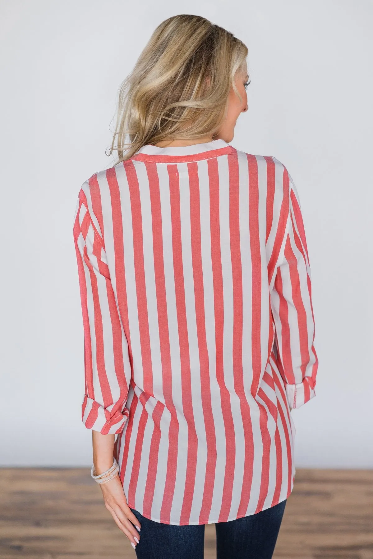 My Sweet Striped Button Up Top