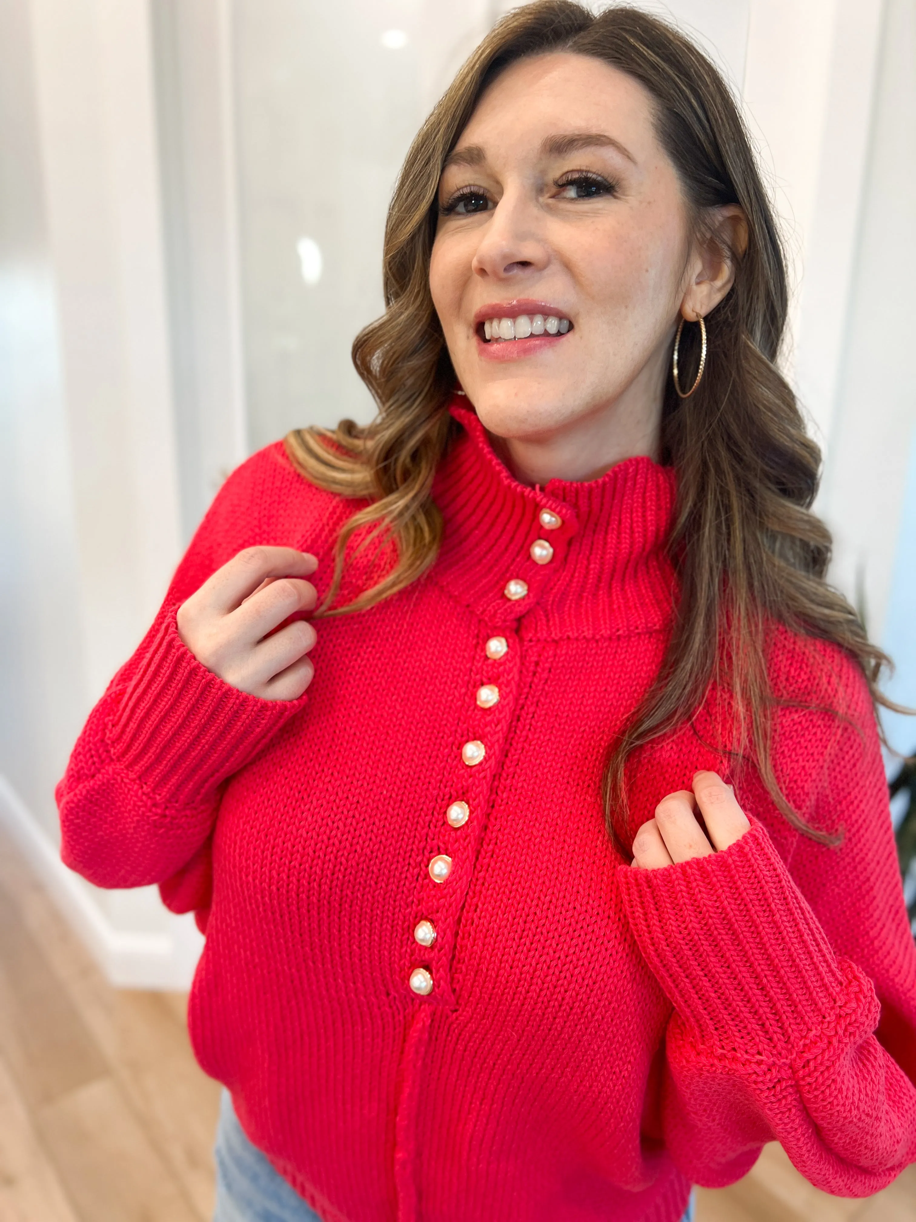 Natasha Pearl Button Sweater
