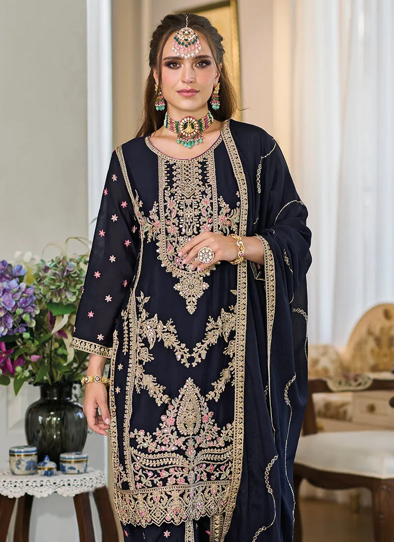 Navy Blue Traditional Dhoti Suit