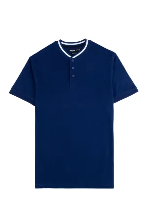 Navy Cotton Pique T-Shirt