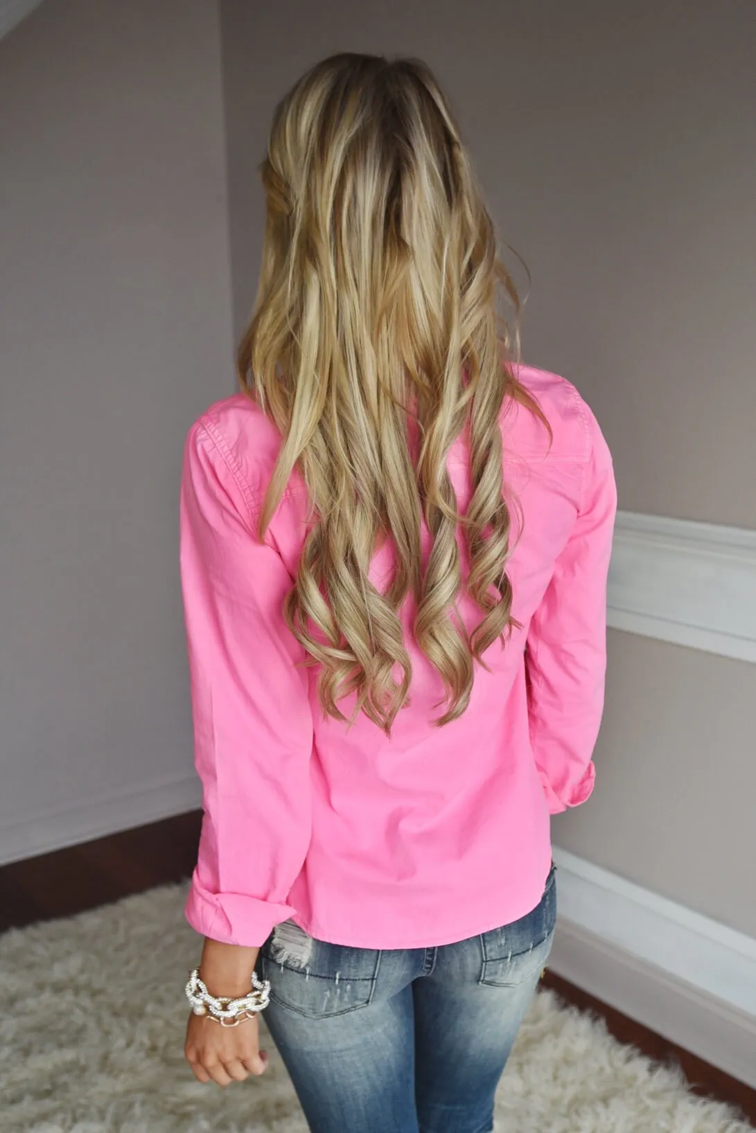 Neon Pink Button Up