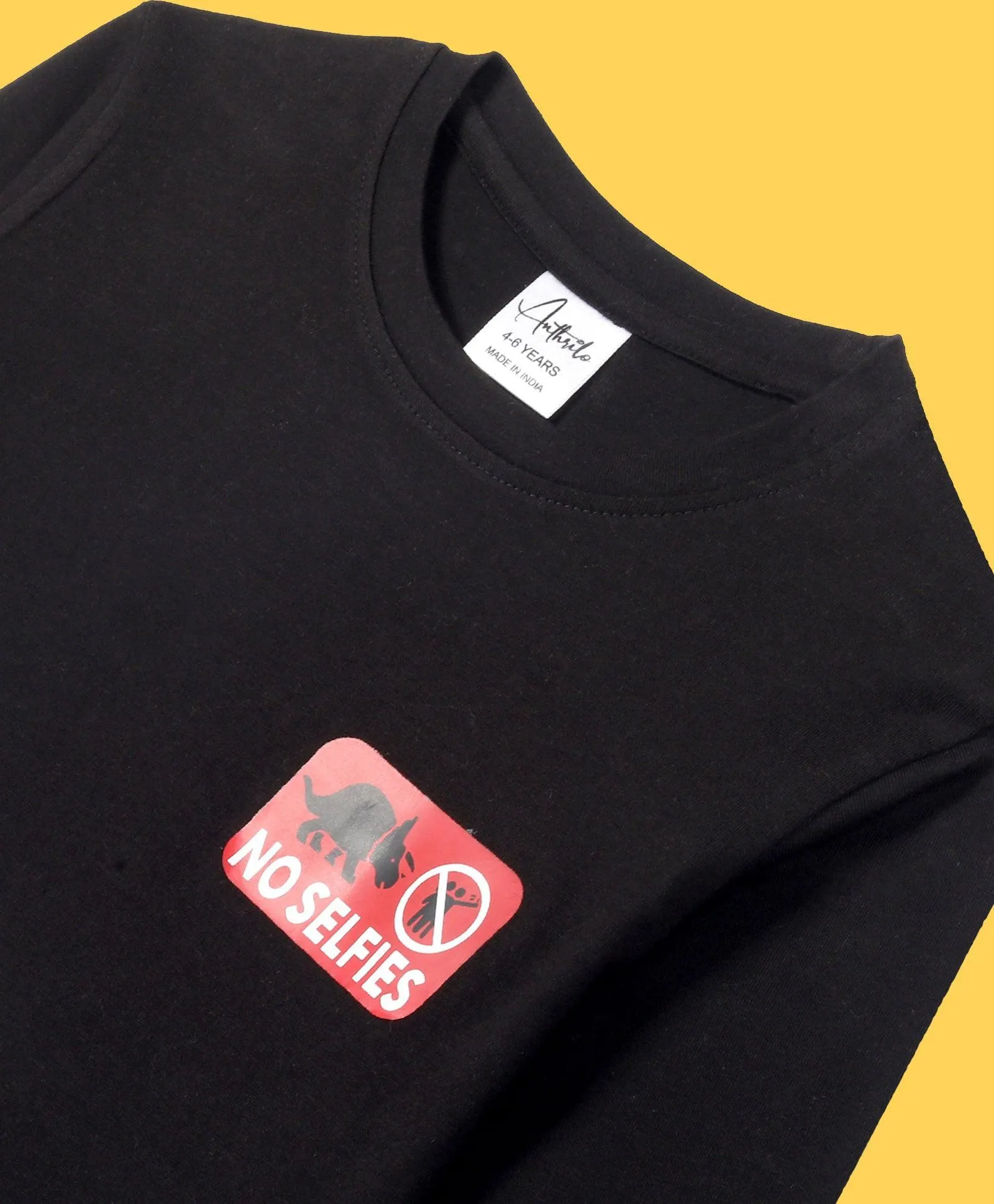 NO SELFIES BOYS LONG SLEEVE T-SHIRT - BLACK