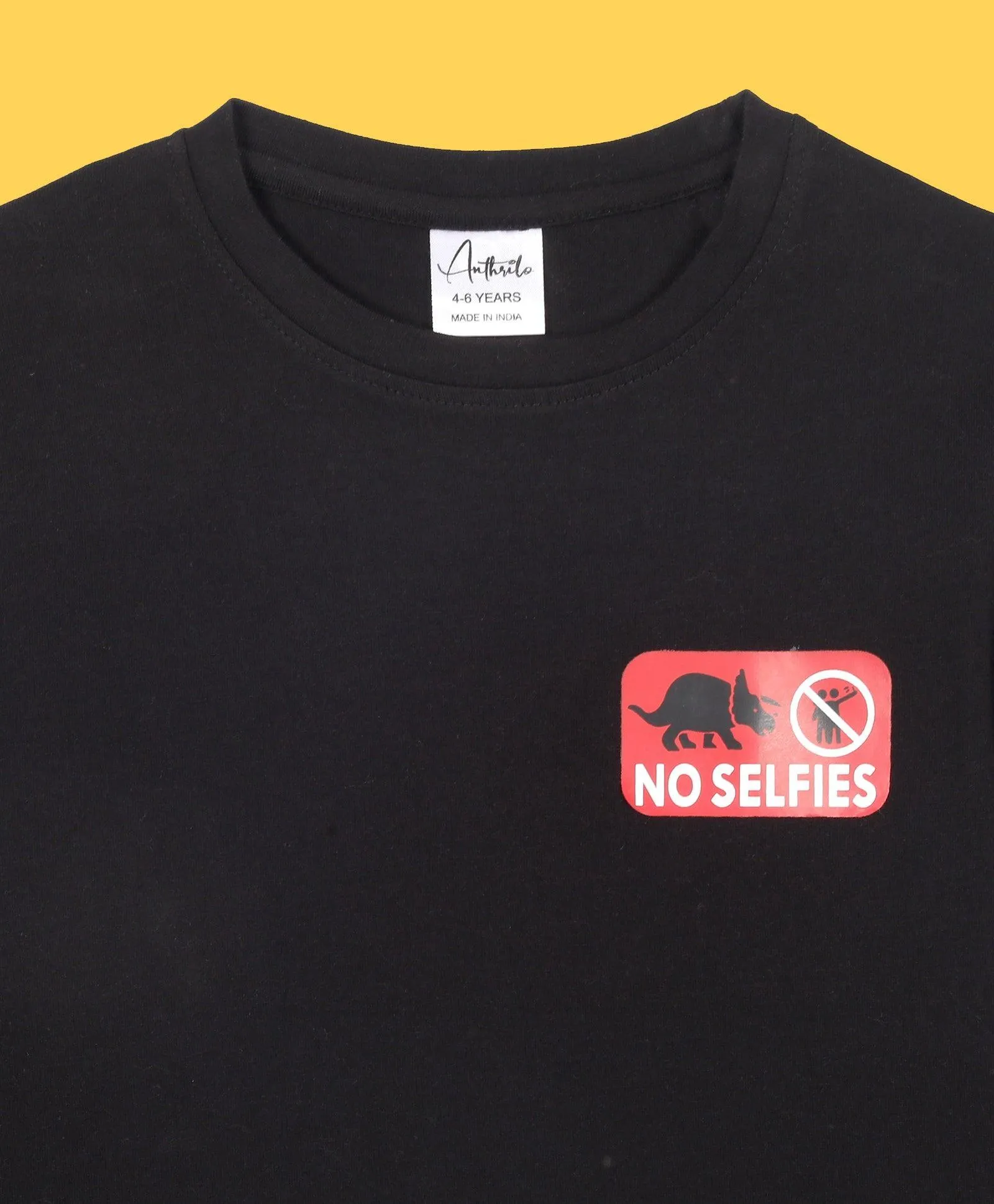 NO SELFIES BOYS LONG SLEEVE T-SHIRT - BLACK