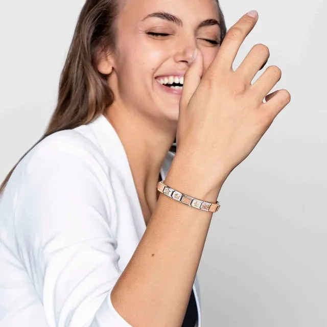 Nomination Composable Link Star, Black Cubic Zirconia, 9K Rose Gold
