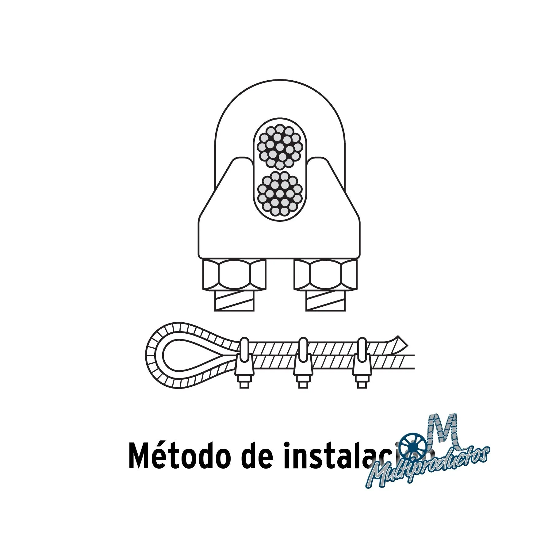 Nudos (perros) de hierro para cable de acero - Blister 2 piezas
