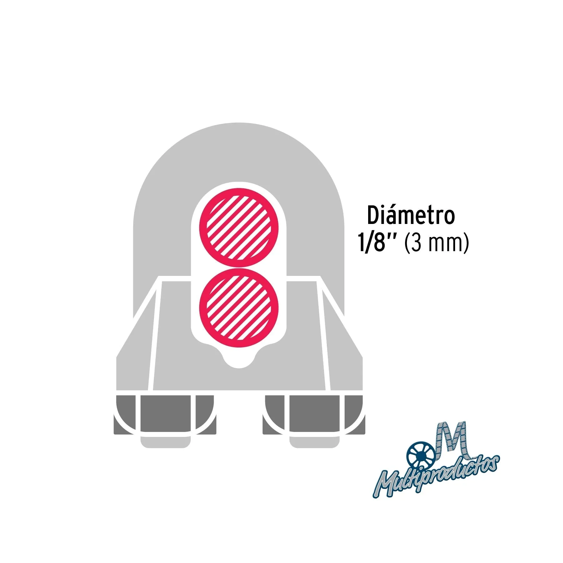 Nudos (perros) de hierro para cable de acero - Blister 2 piezas