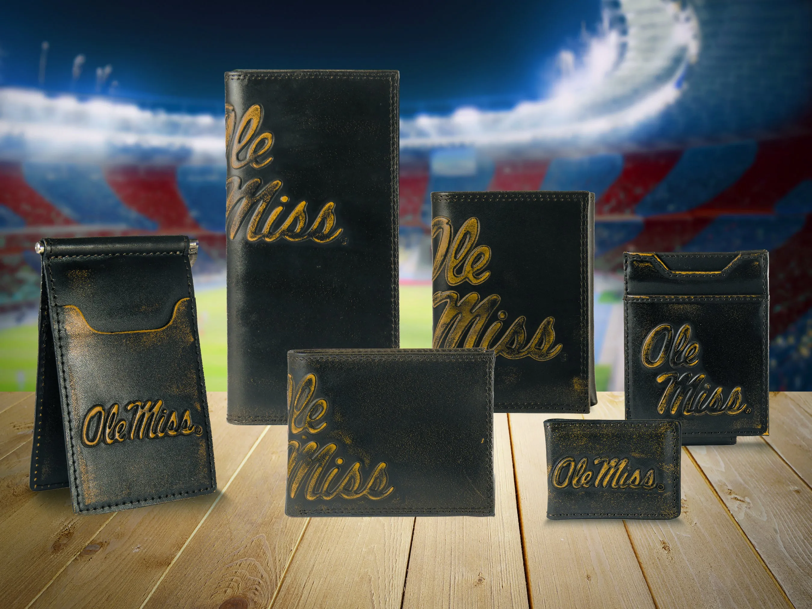 Ole Miss Rebels Burnished Leather Bifold Wallet