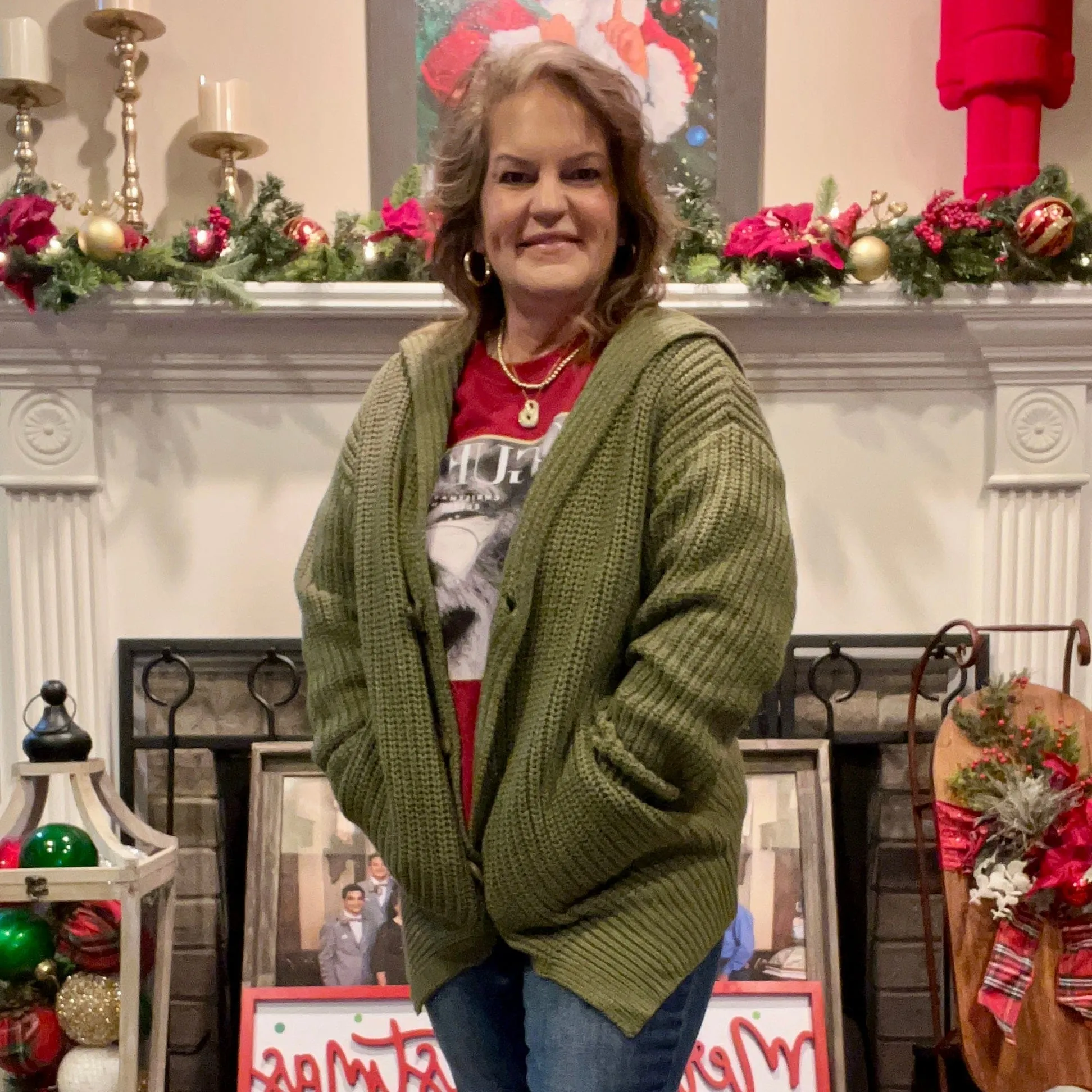 Olive Button Down Sweater