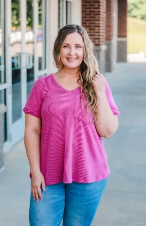 On My Own Now Ribbed Top in Orchid