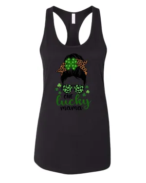 One Lucky mama tank top women racerback st patrick's day tank top
