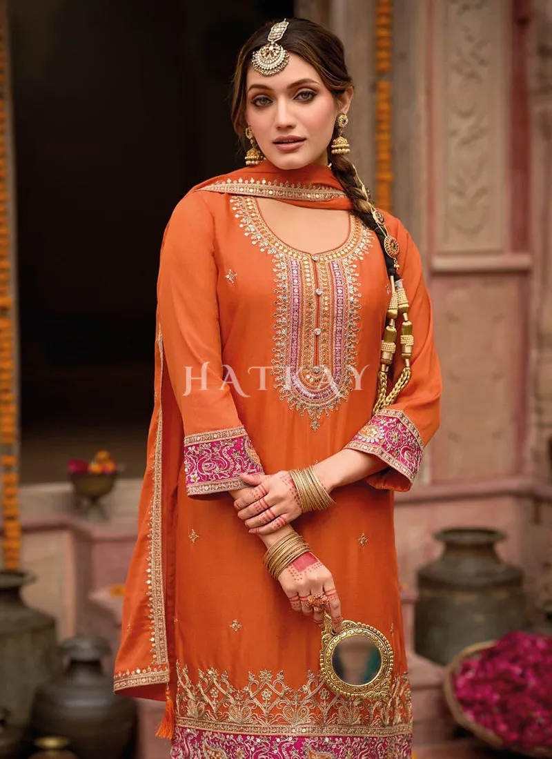 Orange Multi Embroidery Salwar Kameez