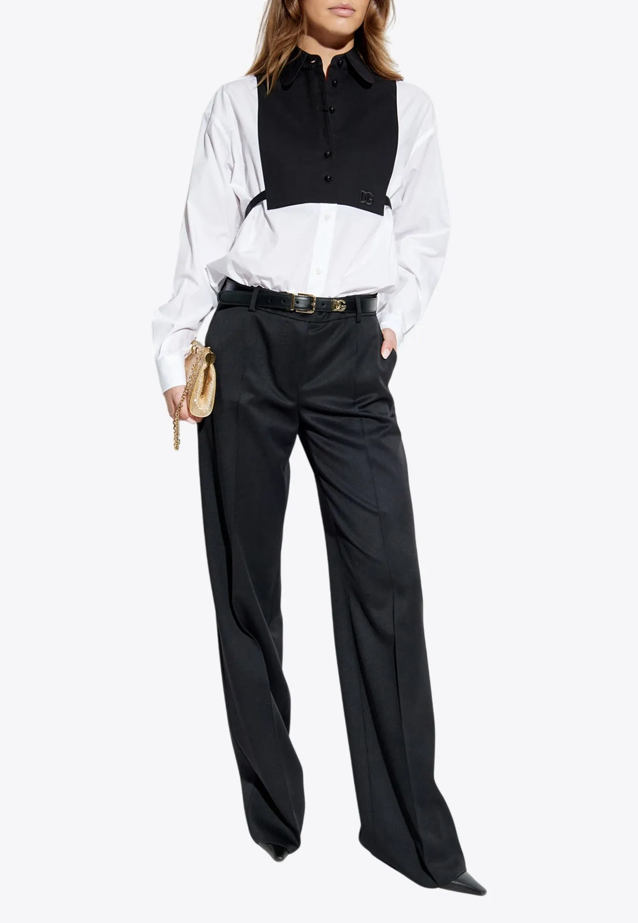 Paneled Button-Up Shirt