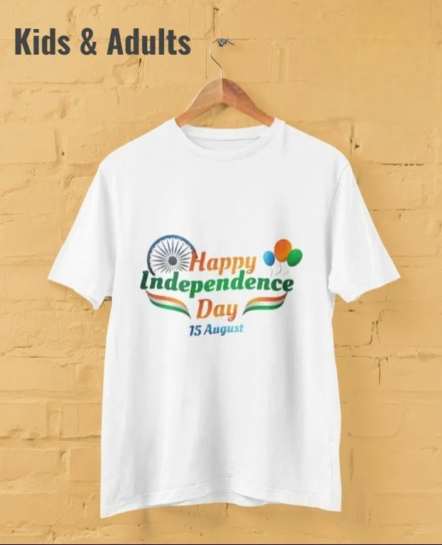 Patriotic Theme White T-shirts for Adult & Kids